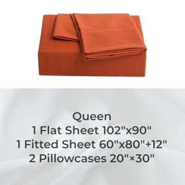 Mohap Bed Sheet Set 4 Pieces Double Brushed Microfiber 1800 - Breathable All Season Luxury Soft Bedding - Queen Persimmon