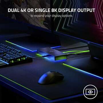 Razer Thunderbolt 4 Dock: 10 Ports in 1 - Dual 4K or Single 8K Video Output - USB A and C Hub, 2.5 GbE Thunderbolt 3, Mac, and PC Compatible - Thunderbolt 4 Certified - Passthrough Charging - Chroma