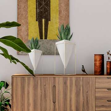 Stylish Set of 2 Nellam Modern Geometric Vases