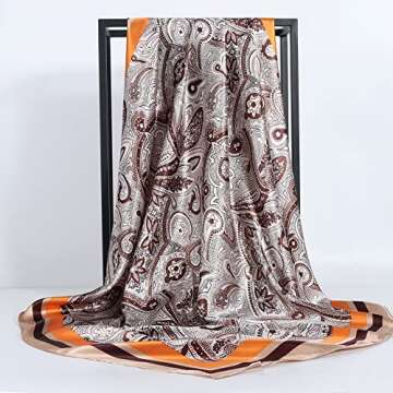 K-Elewon 35" Large Women's Satin Square Silk Feeling Hair Scarf Wrap Headscarf SK094-05