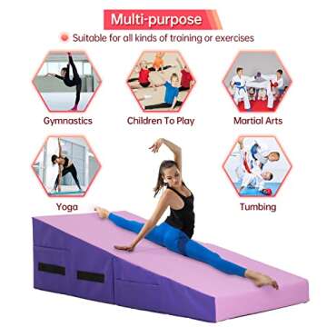 Gymnastics Mat 48”X24”X14” Incline Tumbling Mats for Home Gym, Folding Exercise Mat with Non-S...