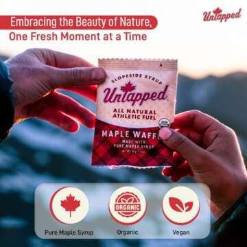 UnTapped Maple Organic Waffles 1.1 oz Each, Box of 16 - Endurance Sports Snacks Sweetened with Real Maple Syrup and Maple Sugar | Vegan & Real Food Waffles | Ideal for Athletic Performance