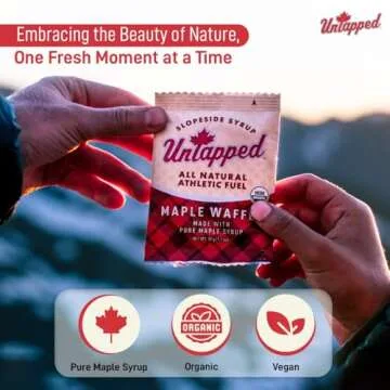 UnTapped Maple Organic Waffles 1.1 oz Each, Box of 16 - Endurance Sports Snacks Sweetened with Real Maple Syrup and Maple Sugar | Vegan & Real Food Waffles | Ideal for Athletic Performance