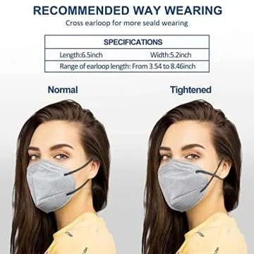 HUHETA KN95 Face Mask 60 Pack, 5-Ply Breathable & Comfortable Safety Mask, Filter Efficiency≥95%, Protective Cup Dust Masks Against PM2.5 - Individually Wrapped (Multicolored Mask)