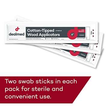 Dealmed Cotton-Tipped Wood Applicators – 200 Sterile and Versatile