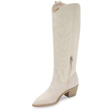 DOLCE VITA Women's SOLEI Fashion Boot, White Embossed Leather, 9