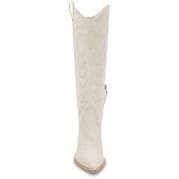 DOLCE VITA Women's SOLEI Fashion Boot, White Embossed Leather, 9
