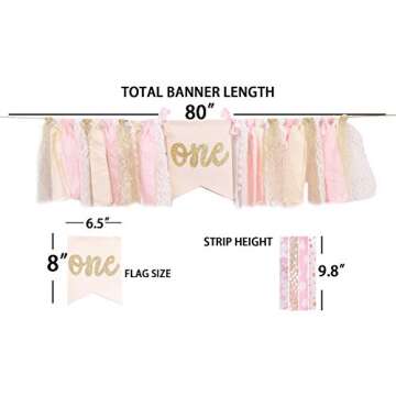 Highchair Banner 1st Birthday - Pink Happy Birthday Banner Party Decorations for First Birthday,Best...