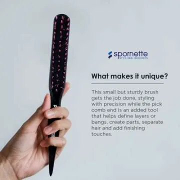 Spornette Boar Bristle Hair Brush for Women & Men - Little Wonder Small Teasing Brush - Create Slick Backs & Volume - Boar & Tourmaline Nylon Bristles for Back Brushing & Combing (Pink)