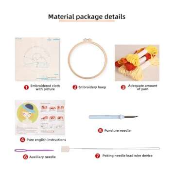 Punch Needle Kits Adults Beginner DIY Cute and Unique Cartoon Girl 8 in Hoop Embroidery Set for Beginners Perfect Gifts for Women, Moms, and Grandmas (Garden Girl)