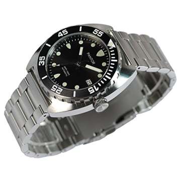 Pantor Dive Watch, Automatic Watches for Men with Stainless Steel Bracelet_Sealion Black Diver Watch...