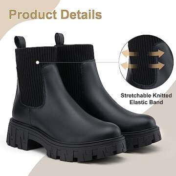 Stylish Jeossy Women's Chelsea Chunky Ankle Boots