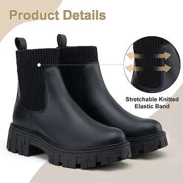 Stylish Jeossy Women's Chelsea Chunky Ankle Boots