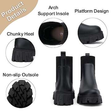 Stylish Jeossy Women's Chelsea Chunky Ankle Boots