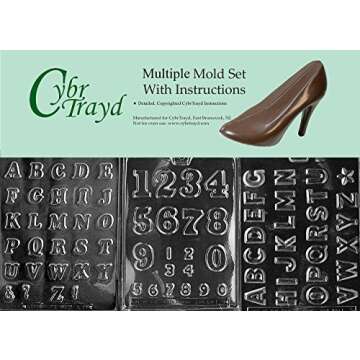 Cybrtrayd 3-Piece Numbers and Letters Chocolate Molds