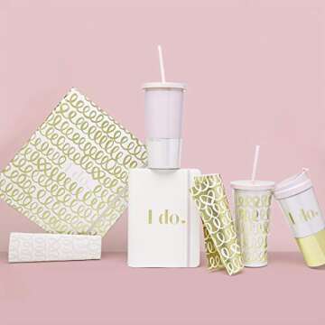 Kate Spade New York 16 Ounce Insulated Travel Mug for Brides, Double Wall Travel Tumbler for Coffee/Tea, I Do (gold)