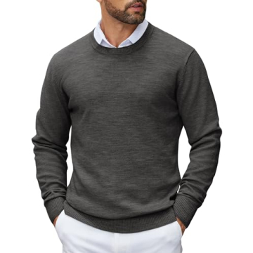 COOFANDY Men's Brown Long Sleeve Casual Knitted Sweater - Vintage Style