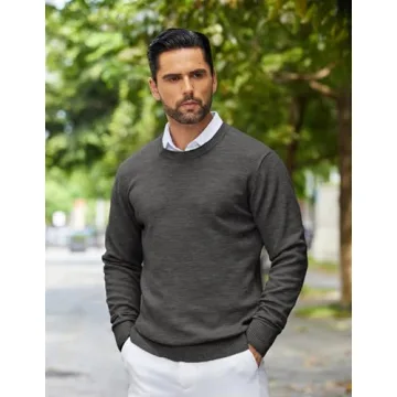 Brown Men's Long Sleeve Knitted Sweater - COOFANDY