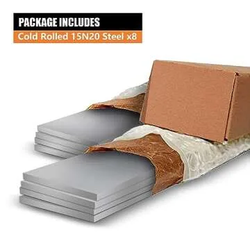 SALUINOKI 15N20 Steel Flat Stock 1/8 Damascus Steel Billet Cold Rolled Forge Steel Bar 15N20 Knife Making Supplies Metal Blank (8pcs, 12"x1.5"x1/8") for Blacksmithing Bladesmithing Forging Steel