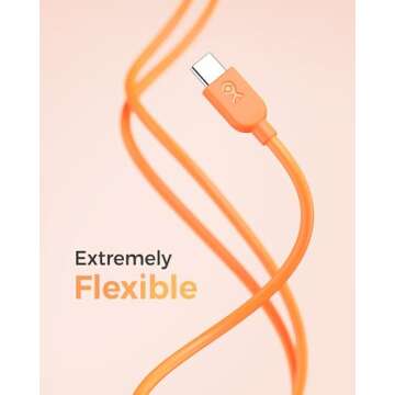 Cable Matters 3-Pack Extreme Flexible Short USB A to USB C Cable 3ft in Orange Blue Purple, Support Apple CarPlay, Android Auto, USB to USB C Charging Cable for iPhone 16/15 Pro Max Plus, Galaxy S23