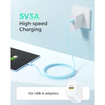 Cable Matters 3-Pack Extreme Flexible Short USB A to USB C Cable 3ft in Orange Blue Purple, Support Apple CarPlay, Android Auto, USB to USB C Charging Cable for iPhone 16/15 Pro Max Plus, Galaxy S23