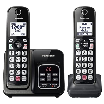 Panasonic Cordless Phone with Answering Machine, Advanced Call Block, Bilingual Caller ID and Easy t...