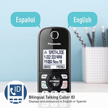 Panasonic Cordless Phone Set with Call Block and Bilingual ID