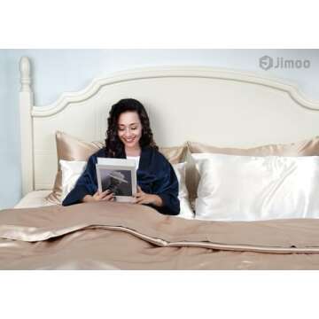 100% Mulberry Silk Pillowcase for Hair and Skin, 22 Momme Pure Natural Silk Pillow Case Both Sided with Zipper, Pillow Cover for Women Mom Men (Ivory White, Standard 20''×26'')