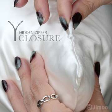 100% Mulberry Silk Pillowcase for Hair and Skin, 22 Momme Pure Natural Silk Pillow Case Both Sided with Zipper, Pillow Cover for Women Mom Men (Ivory White, Standard 20''×26'')