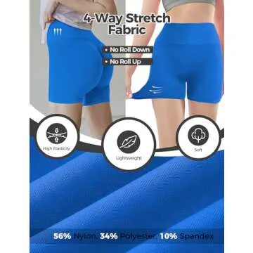 Blue Gym Shorts Women, Seamless Scrunch Butt Booty Lifting Workout Shorts, High-Waisted Stretchy Yoga Leggings Athletic Shorts Pants for Squat Proof Contour Fitness Muscle Sport Running Biker Active
