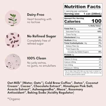 Pop & Bottle - Oat Milk Lattes with Adaptogens | 8 Fl Oz (Pack of 24) Mocha | Maca, Ashwagandha, MCT...