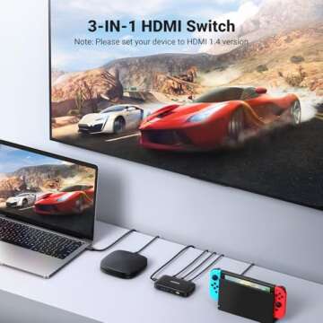 UGREEN HDMI Switch 3 in 1 Out 4K HDMI Splitter with Remote Supports HDR CEC 3D HDCP1.4 HDMI 3 Port B...