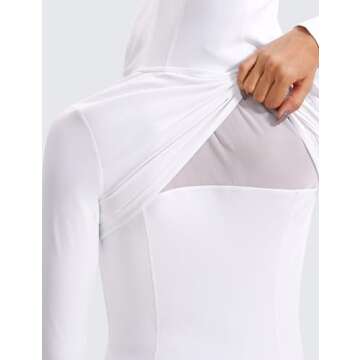 CRZ YOGA Butterluxe Womens Hooded Workout Jacket Athletic Running Zip Up with Back Mesh Vent and Thumb Holes White Medium