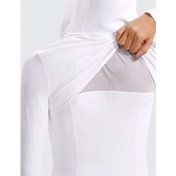 CRZ YOGA Butterluxe Womens Hooded Workout Jacket Athletic Running Zip Up with Back Mesh Vent and Thumb Holes White Medium