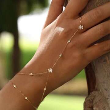 Listine 14K Gold Ring Bracelet & Hand Chain - Stylish Women's Accessory