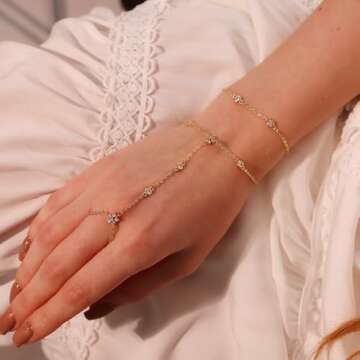 Listine 14K Gold Hand Chain Bracelet - Trendy Women's Jewelry