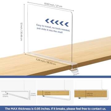 HBlife 12 Inches Tall [Extra Tall Version] Clear Shelf Dividers, 6 Pack Purse Organizer for Closet P...