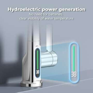 BARROCK Waterfall Bathroom Faucets with Pull Down Sprayer, Modern Pull Out Bathroom Sink Faucet with Digital Temperature Display, Height Adjustable Basin Mixer Tap No Battery Needed, Chrome