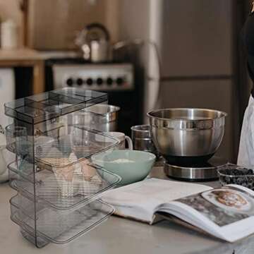 Cabilock Clear Food Vegetable Dish 3 Layer Food Plate Stackable Hot Pot Food Prep Tray Rack Kitchen Restaurant Multilayer Food Plates for Dinner Lunch
