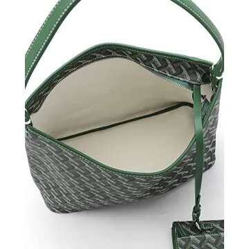 SELF FIND Large Leather Handbags for Women Foldable Black Purses for Women Waterproof Shoulder Bag Purse Hobo Bag with Zipper (Green)