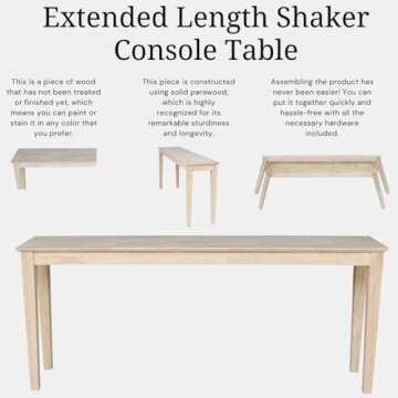 Stylish Solid Wood Shaker Console Table - Versatile & Durable