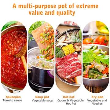 AMOTA TIO Kitchen Cookware Sets 7-Piece Induction Stainless Steel Pots and Pans Set Kitchenware Cooking Set with Lid Dishwasher Safe Silver