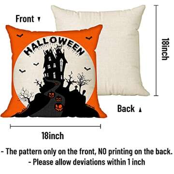 CREATRILL Halloween Spooky Pillow Cover Set of 4 - Farmhouse Decor 18x18