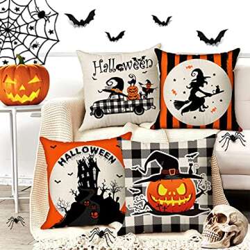 CREATRILL Halloween Spooky Pillow Cover Set for Festive Decor