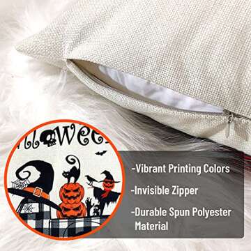 CREATRILL Halloween Spooky Pillow Cover Set for Festive Decor