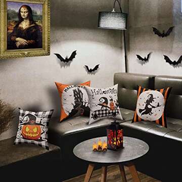CREATRILL Halloween Spooky Pillow Cover Set for Festive Decor