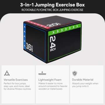 BalanceFrom 3 in 1 20"x24"x30" Foam Plyometric Box Jumping Exercise (Regular, 16 Pounds)
