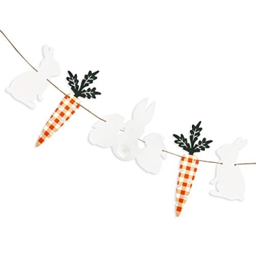 Pinkblume Wood Easter Bunny Carrot Garland | Bright Spring Decor for All Celebrations