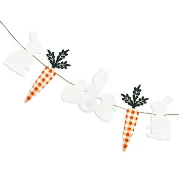 Pinkblume Wood Easter Bunny Carrot Garland | Bright Spring Decor for All Celebrations