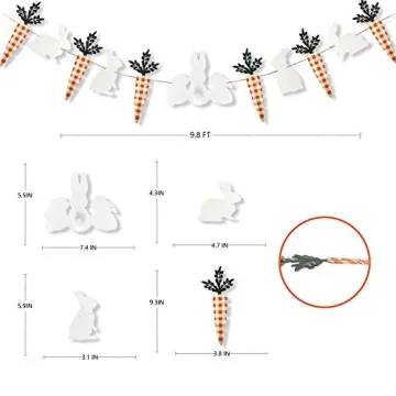 Pinkblume Easter Bunny Carrot Garland for Spring Decor